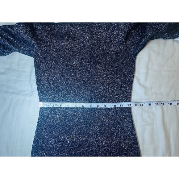 SACHIN & BABI Amelie Metallic Navy Blue Knit Long Sleeve‎ Dress SIZE SMALL - Picture 11 of 13